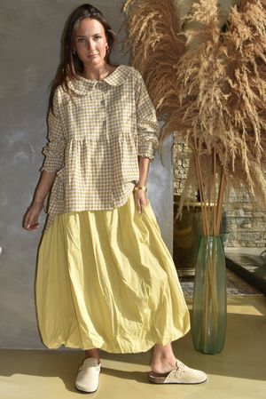 Paloma Bubble Hem Midi Skirt Soft Ochre