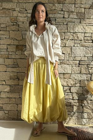 Paloma Bubble Hem Midi Skirt Soft Ochre - 