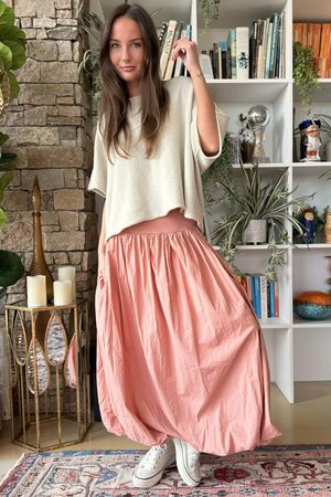 Paloma Bubble Hem Midi Skirt Sundown