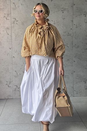 Paloma Bubble Hem Midi Skirt White 