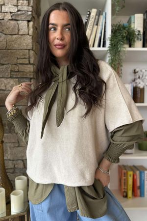 Paloma Hitch Neckerchief Blouse Dark Olive -