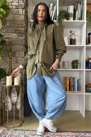 Paloma Hitch Neckerchief Blouse Olive -