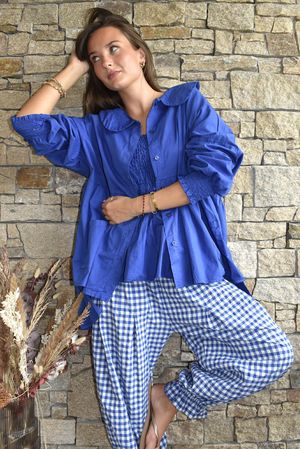 Paloma Peter Pan Smock Blouse Malibu Blue