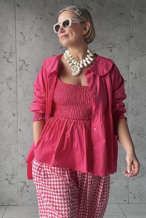 Paloma Peter Pan Smock Blouse Miami Pink