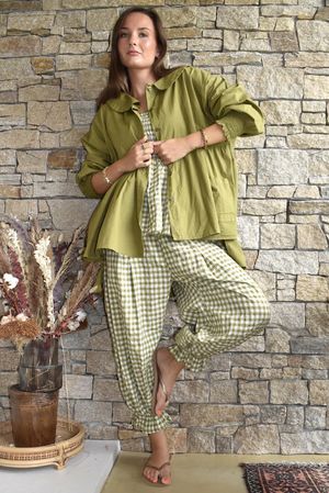 Paloma Peter Pan Smock Blouse Olive