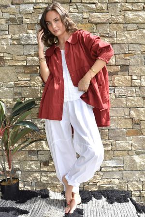 Paloma Peter Pan Smock Blouse Sangria