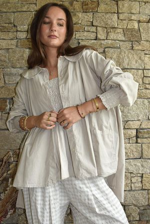 Paloma Peter Pan Smock Blouse Stone