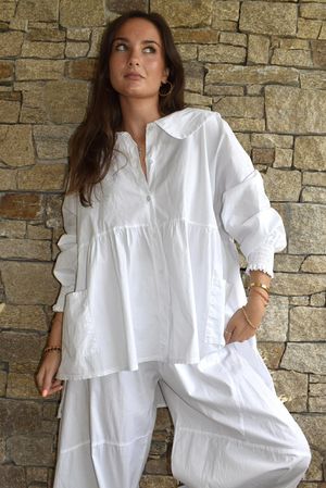 Paloma Peter Pan Smock Blouse White