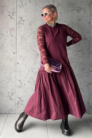 Paloma Tela Bubble Dress Aubergine