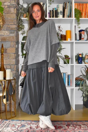 Paloma Tela Bubble Dress Charcoal