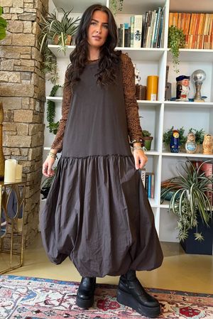 Paloma Tela Bubble Dress Coffee Bean