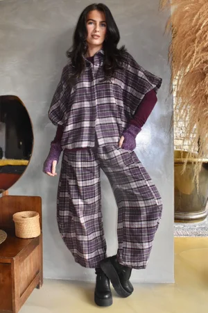 Patrick Plaid Brushed Cotton 7/8 Barrel Pant Fig