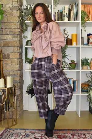 Patrick Plaid Brushed Cotton Carrot Leg Trouser Fig