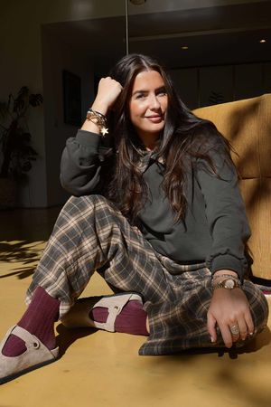 Patrick Plaid Brushed Cotton Kick Pant Khaki