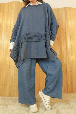 Paulo Pillow Cotton Honeycomb Parachute Tunic Denim /7