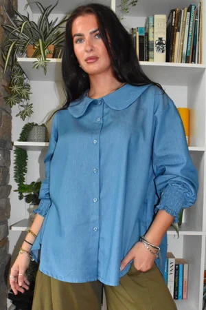 Perfect Denim Peter Pan Blouse Light