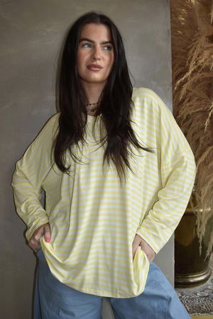  Perfect Breton V Long Sleeve Top Lemon 