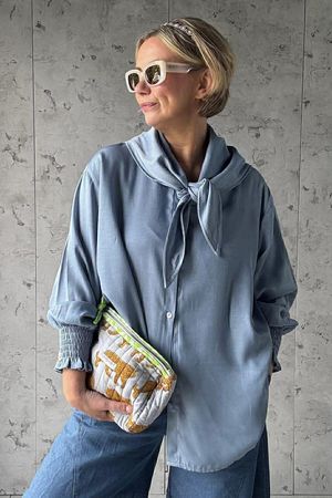 Perfect Chambray Denim Neckerchief Blouse Light 