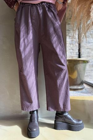 Pin Stripe Bennie Magic 7/8 Dart Barrel Pant Aubergine