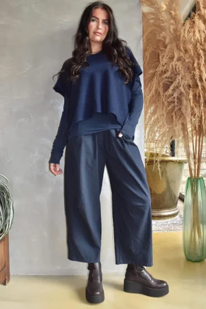 Pin Stripe Bennie Magic 7/8 Dart Barrel Pant Navy
