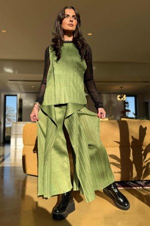 Presley Pleats Top & Pant Set Olive /30=