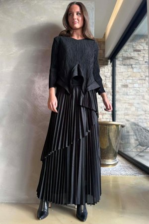 Presley Pleats Top & Skirt Set Black /30/30=
