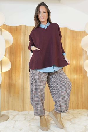 Purdy V Neck Luxury Blanket Knit Burgundy