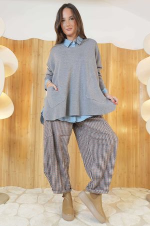 Purdy V Neck Luxury Blanket Knit Grey Marl