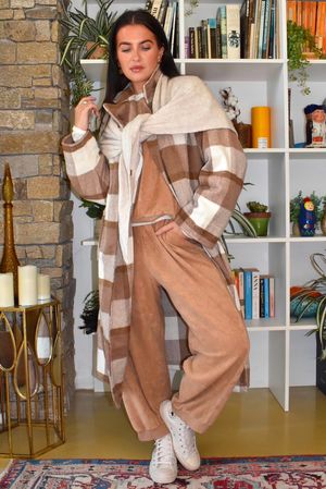 Ralphie Plaid Belted Blanket Coat Camel