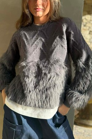 Rhona Town Shaggy Knit Jumper Slate /15=