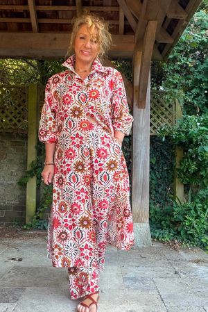 Riad Nights Longline Belted Duster Shirt Rust 
