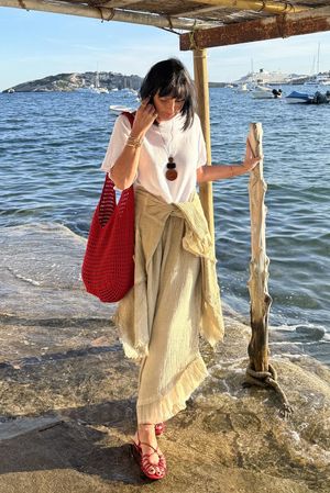 Rustic Nature Bubble Cotton Slant Frill Pant Washed Oat