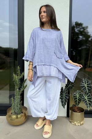 Rustic Nature Pure Cotton Lazy Layer Top Washed Lilac