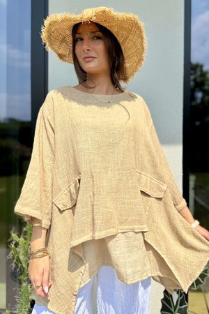 Rustic Nature Pure Cotton Lazy Layer Top Washed Sandstone