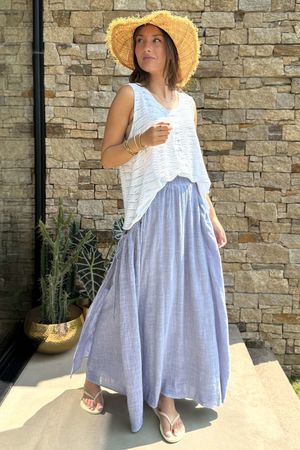 Rustic Nature Pure Cotton Swagger Skirt Washed Lilac