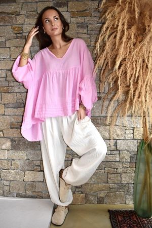  Sa Caleta Cotton Artist Smock Top Candy
