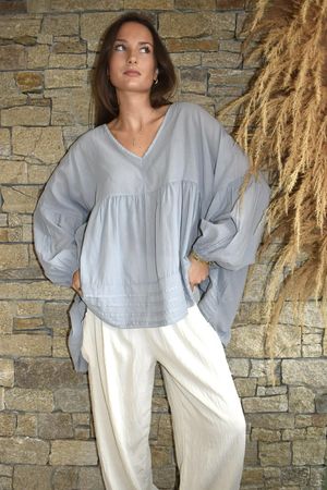  Sa Caleta Cotton Artist Smock Top Cloud