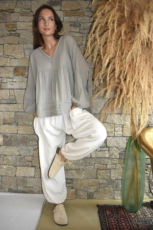  Sa Caleta Cotton Artist Smock Top Mocha