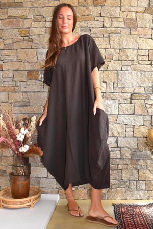 Salcombe Cotton Cocoon Dress Chocolate