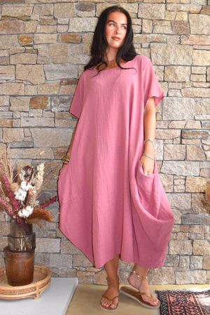Salcombe Cotton Cocoon Dress Indian Pink