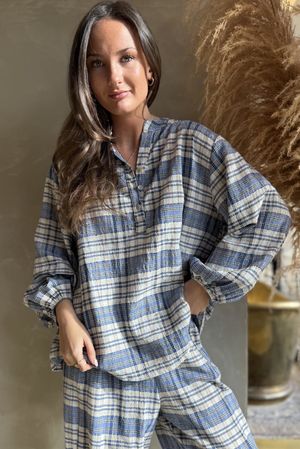 Santa Fe Check Hugh Shirt Soft Cobalt