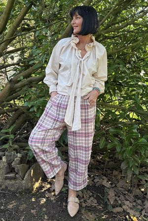 Santa Fe Plaid Relaxed Barrel Pant Candy