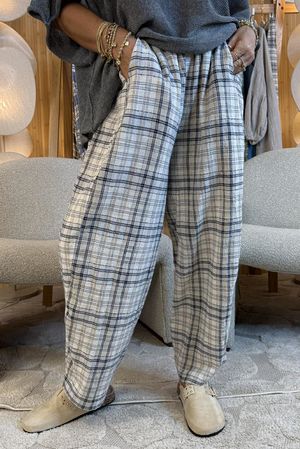 Santa Fe Check Relaxed Barrel Pant Cloud