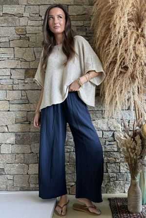 Santos Cushion Cotton Quirky Pant Navy