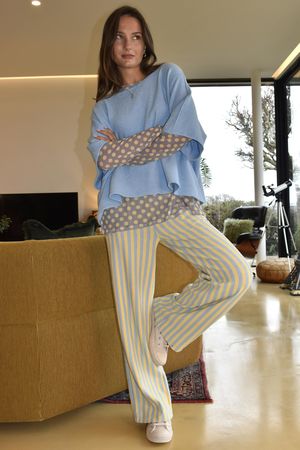 Shoreditch Stripe Lounge Flare Trouser Lemonade & Iceberg /5