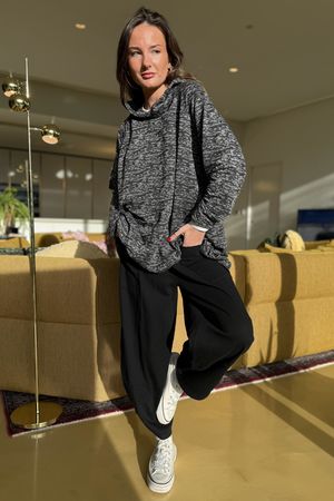 Signature Slub Trapeze Hoodie Black