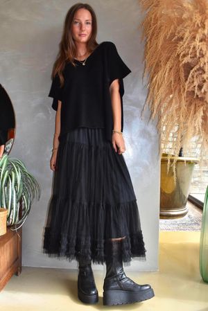 Simone Tulle Midaxi Skirt Black 