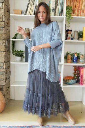 Simone Tulle Midaxi Skirt Blue Steel /30 =