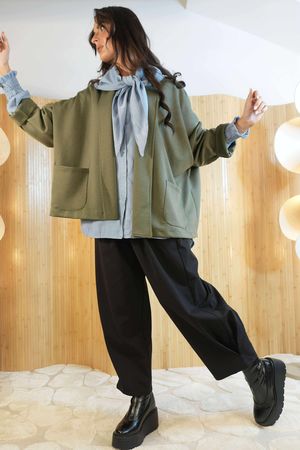 Soft Tech Jersey Relaxed Blazer Khaki /7=