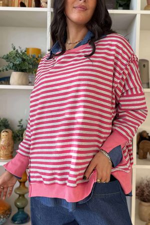 Sunday Morning Chill Sweatshirt Peony Pink & Grey Marl